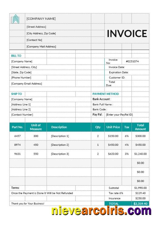 Professional Basic Proforma Invoice Template
