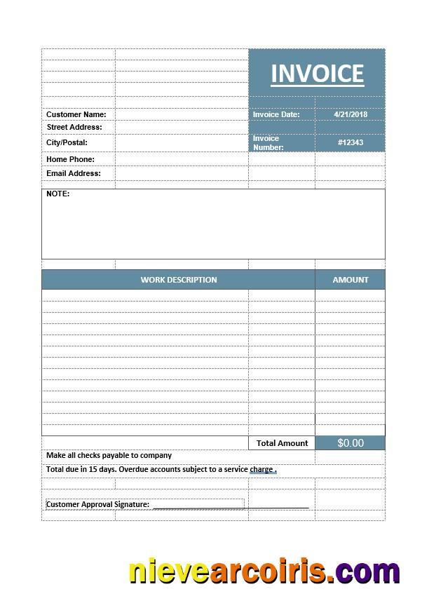 Realistic Basic Service Invoice Template