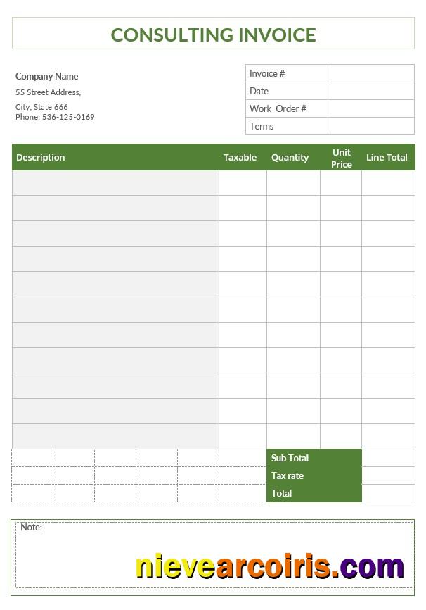 Professional Blank Consulting Invoice Template