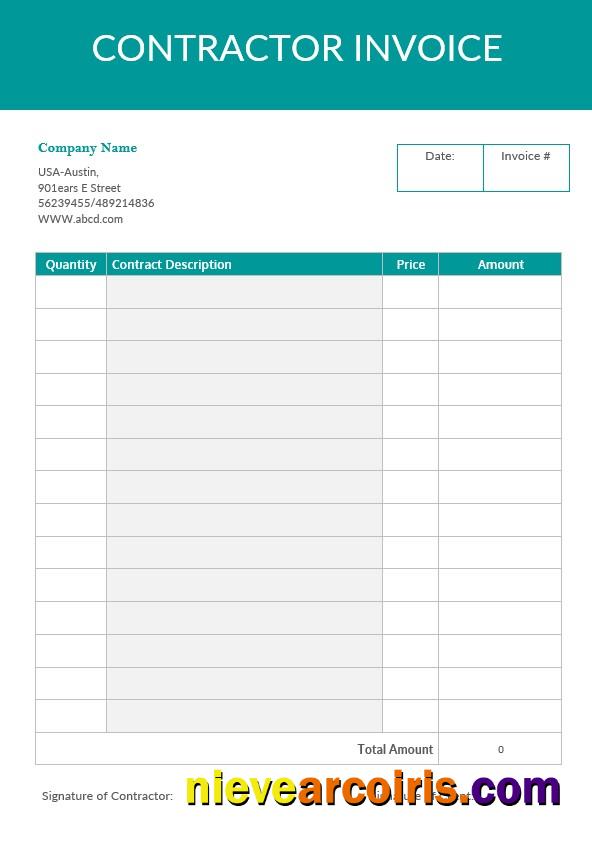 Professional Blank Contractor Invoice Template