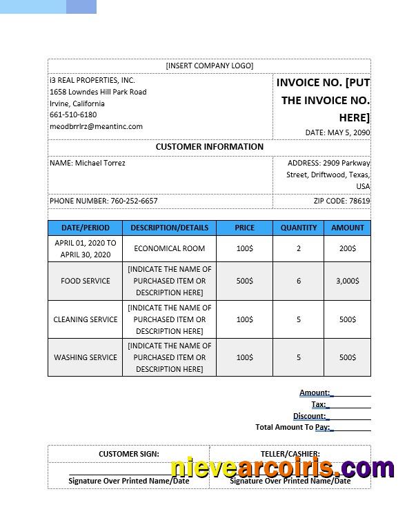 Realistic Blank Real Estate Invoice Template