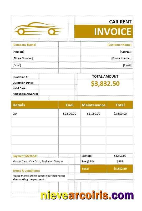 Car Rental Invoice Photolook