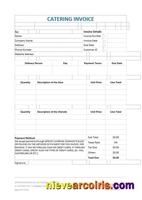 Editable Catering Service Invoice Template
