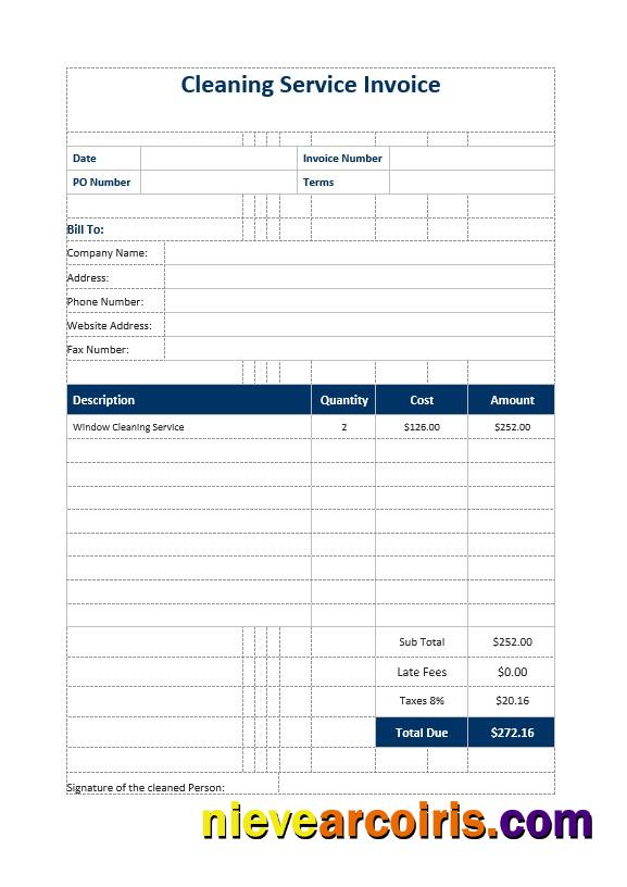 Realistic Cleaning Service Invoice Template
