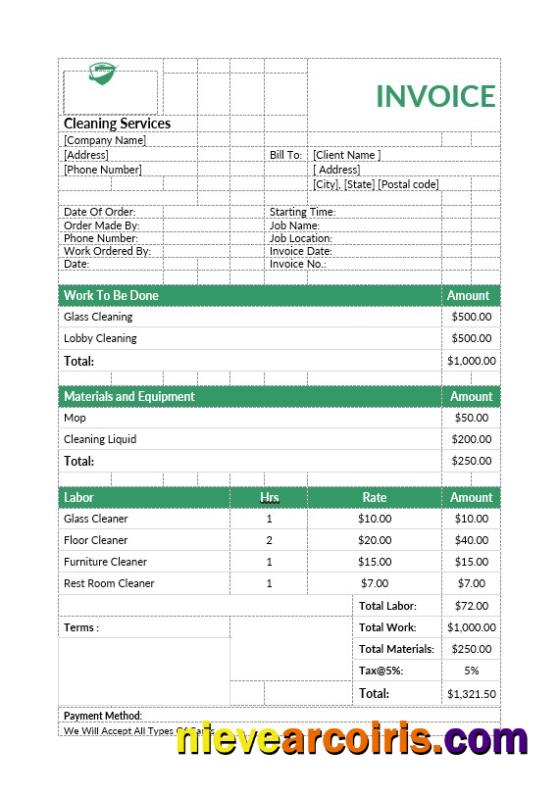 Editable Cleaning Services Invoice Template