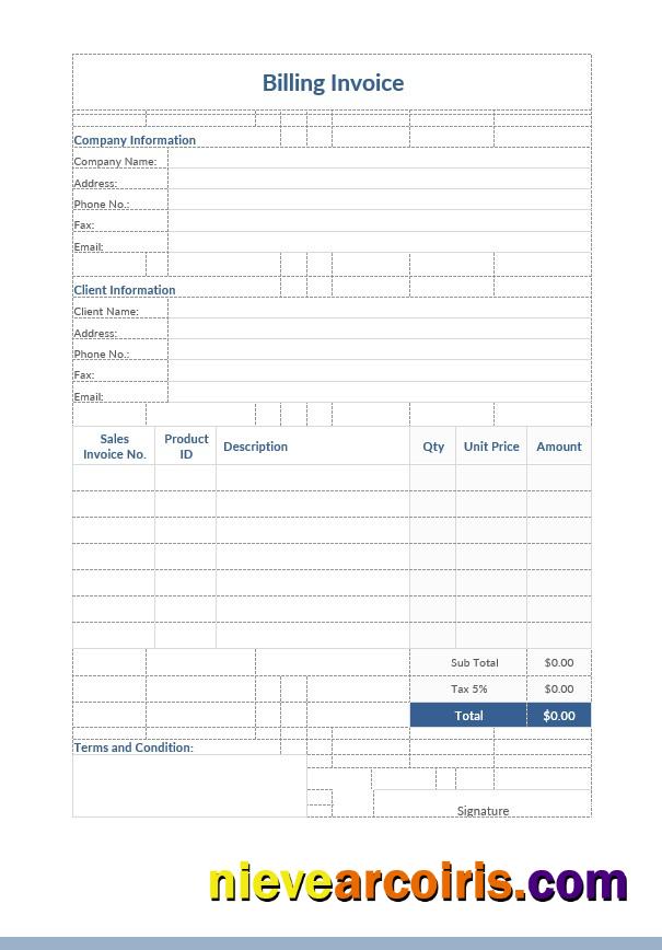 Professional Dining Invoice Template