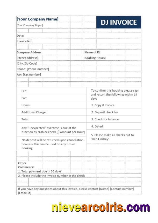 Editable Dj Invoice Template