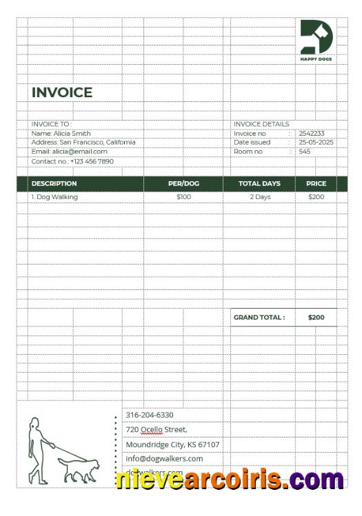Editable Dog Walker Invoice Template