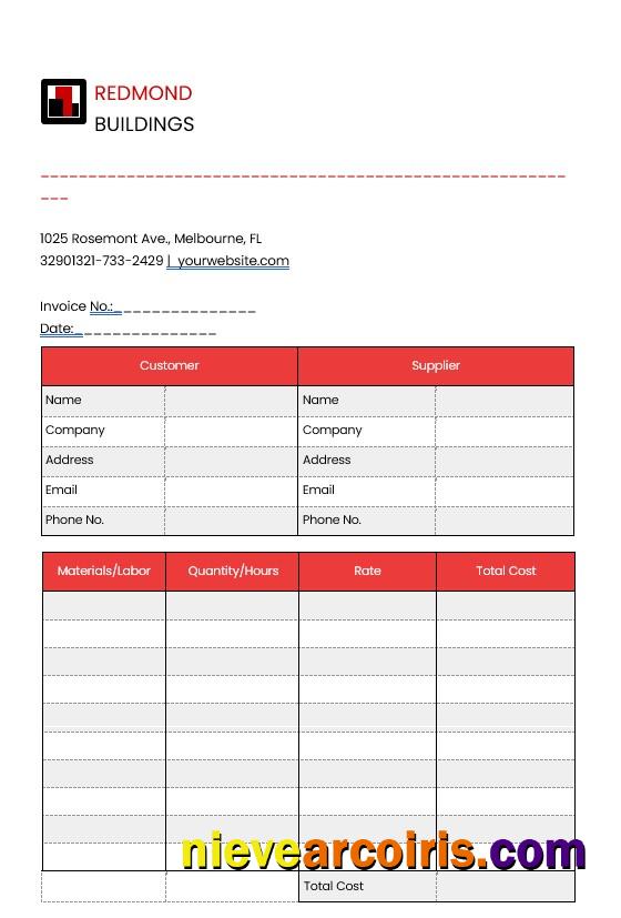 Realistic Editable Construction Invoice Template