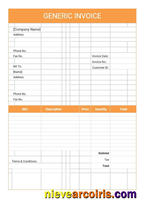 Editable Editable Generic Invoice Template