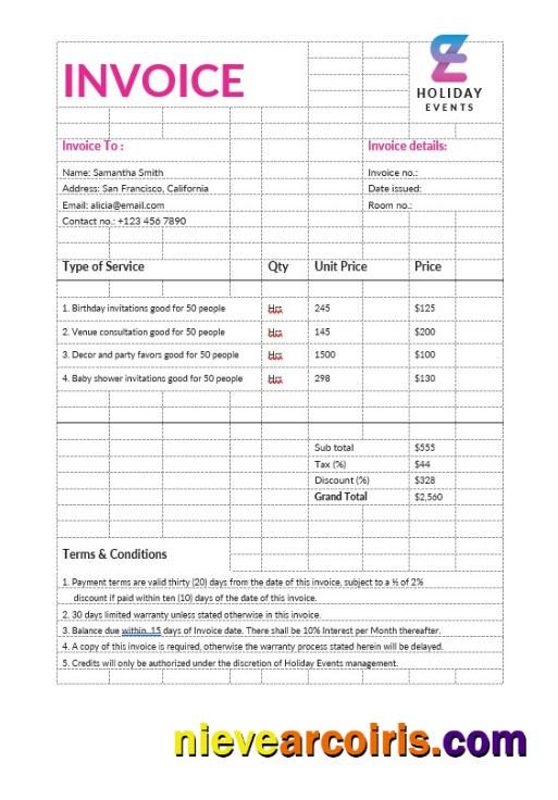 Realistic Event Planner Invoice Template