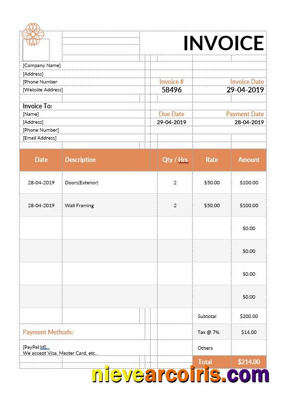 Professional Exterior Design Invoice Template