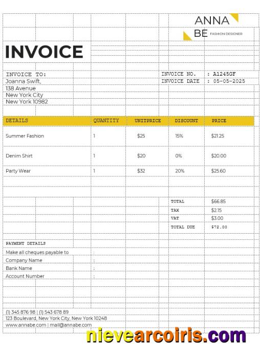 Premium Fashion Designer Invoice Template