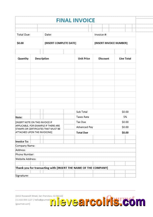 Professional Final Invoice Template