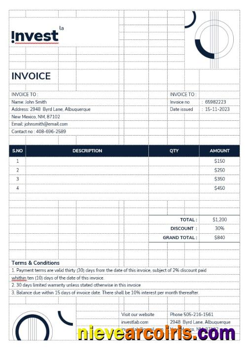 Premium Financial Advisor Invoice Template