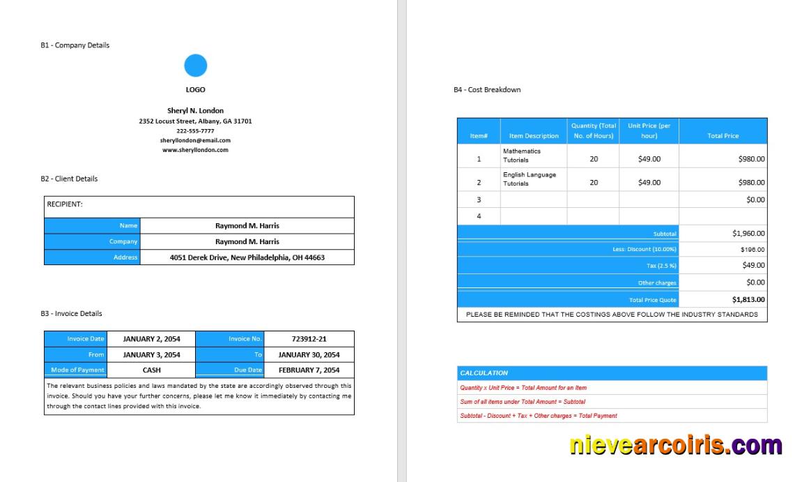Free Blank Freelance Invoice Template
