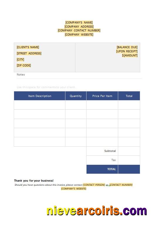 Premium Free Blank Invoice Template