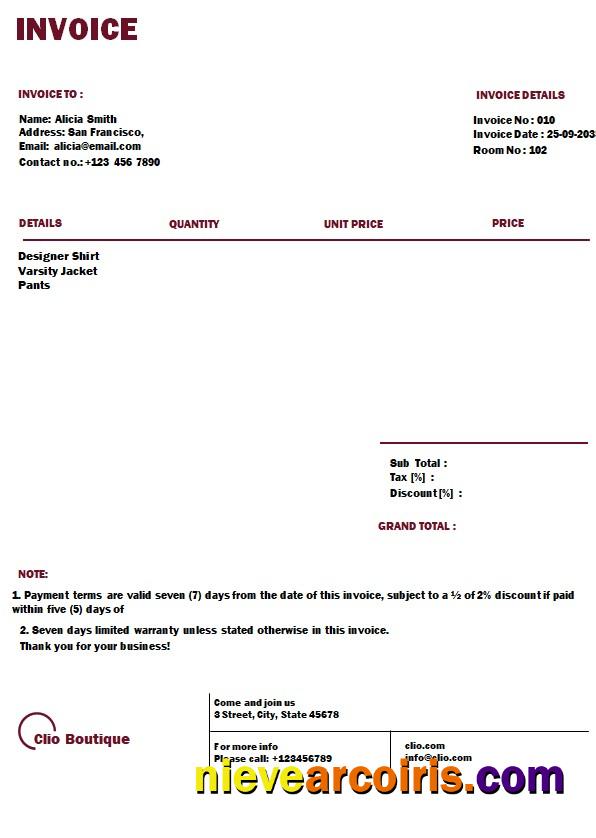 Premium Free Boutique Invoice Template