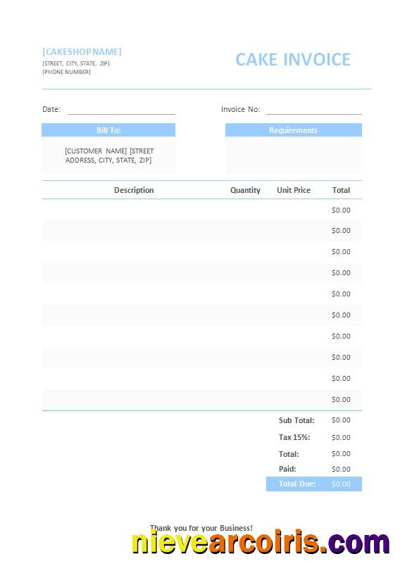 Premium Free Cake Invoice Template