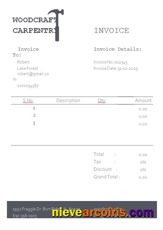 Realistic Free Carpentry Invoice Template