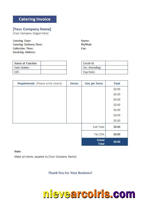 Editable Free Catering Invoice Template 2