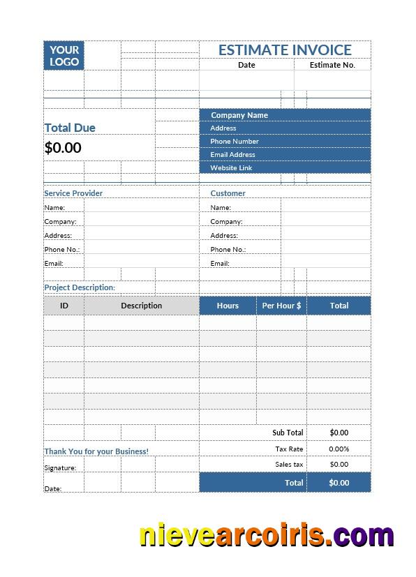Premium Free Estimate Invoice Template