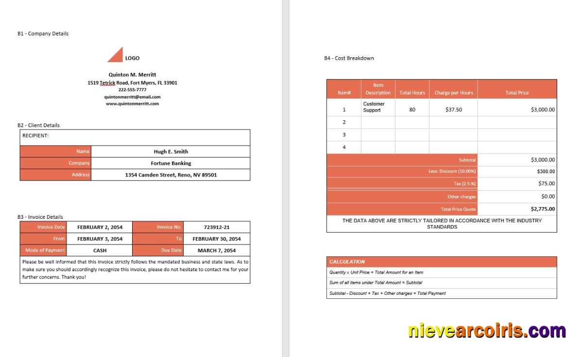 Free Simple Freelance Invoice Photolook