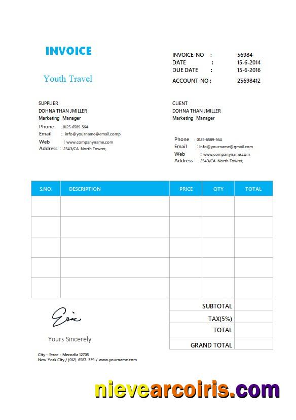Free Simple Invoice Format Sample