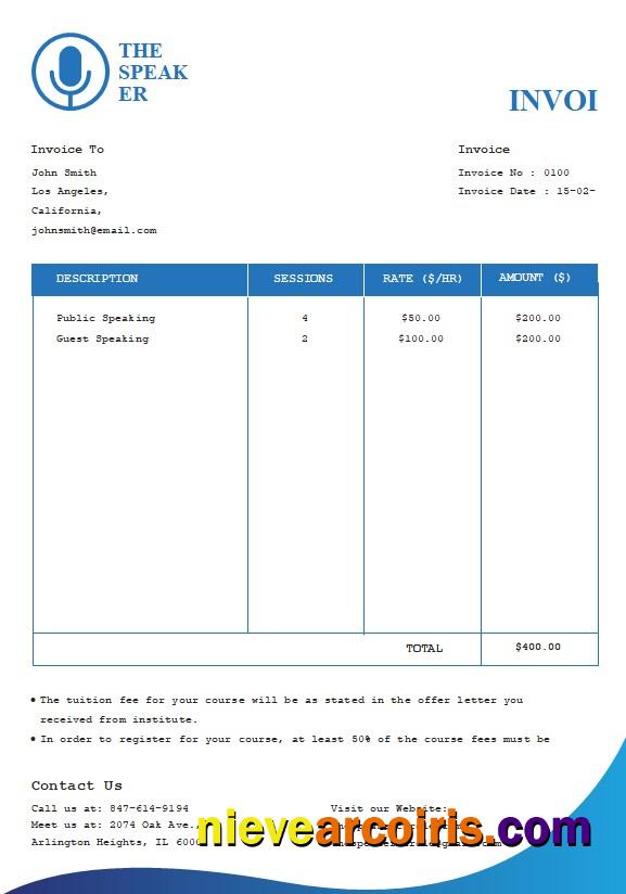 Realistic Free Speaker Invoice Template