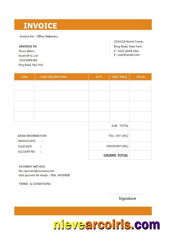 Realistic Free Standard Invoice Template