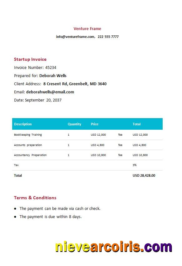 Premium Free Startup Invoice Template