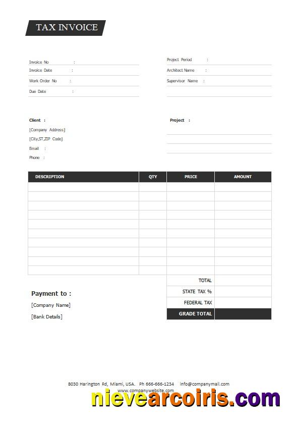 Realistic Free Tax Invoice Template