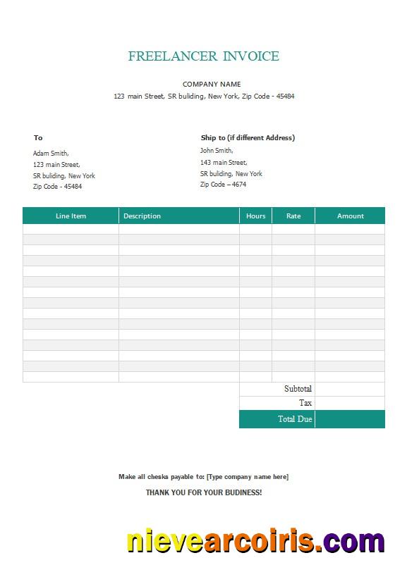 Editable Freelancer Invoice Template