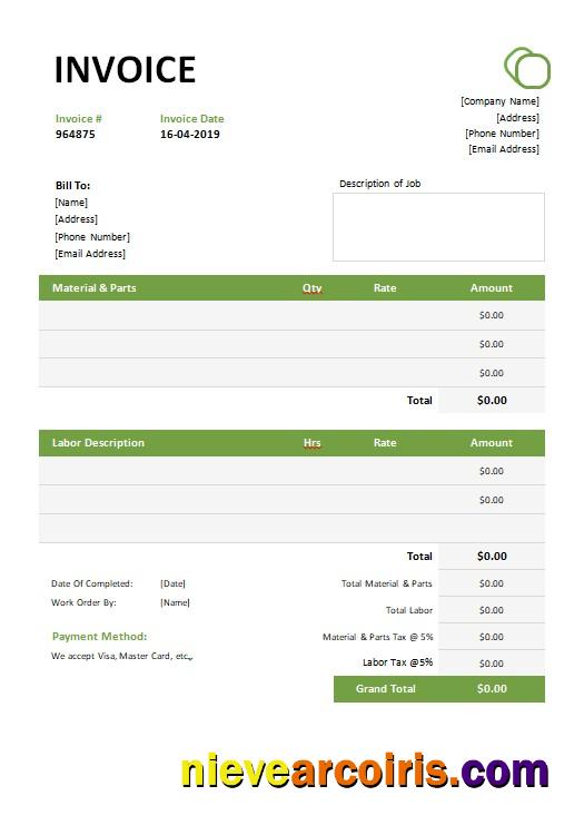 Professional Garage Invoice Template