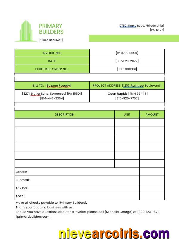Premium General Contractor Invoice Template