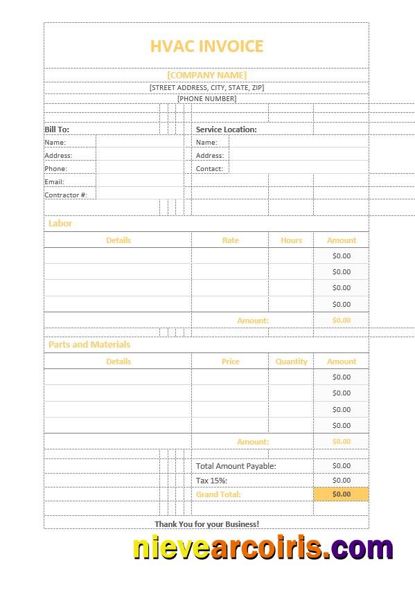 Editable HVAC Invoice Template