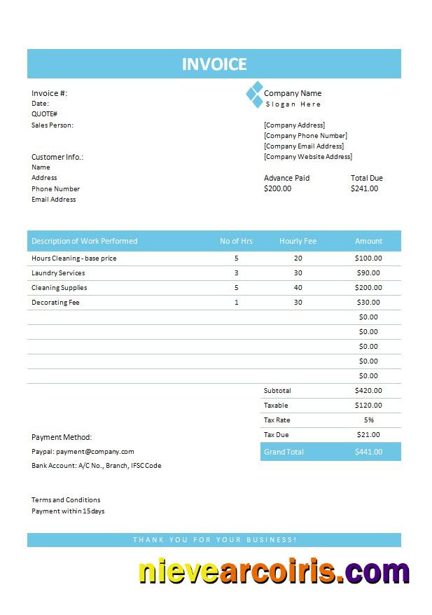 Professional Handyman Invoice Template