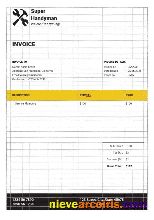 Professional Handyman Services Invoice Template