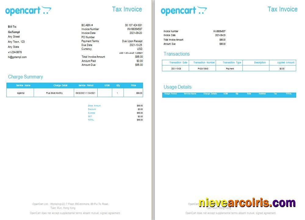 Hong Kong OpenCart Tax Invoice Photolook