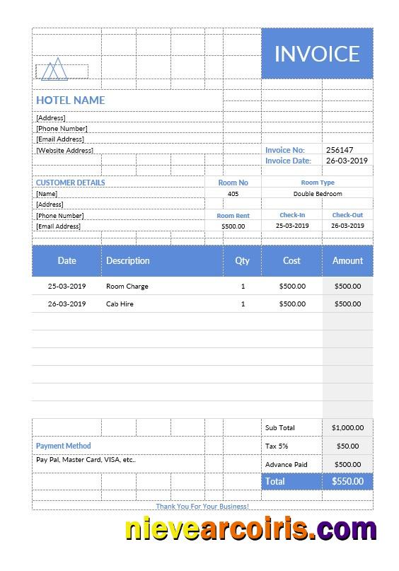 Premium Hotel Stay Invoice Template