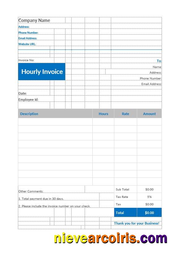 Professional Hourly Invoice Template