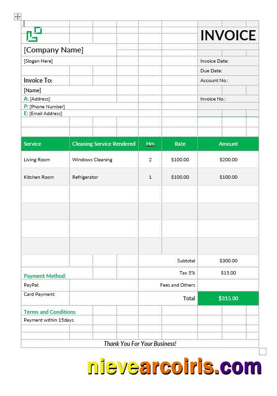 Premium House Cleaning Service Invoice Template