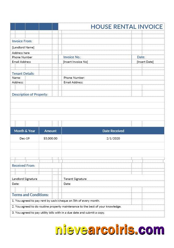 Premium House Rental Invoice Template