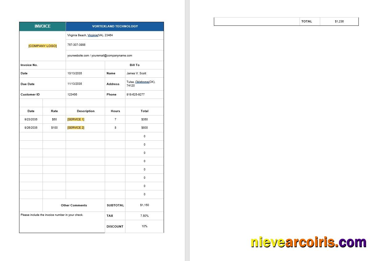 Realistic IT Consulting Invoice Template