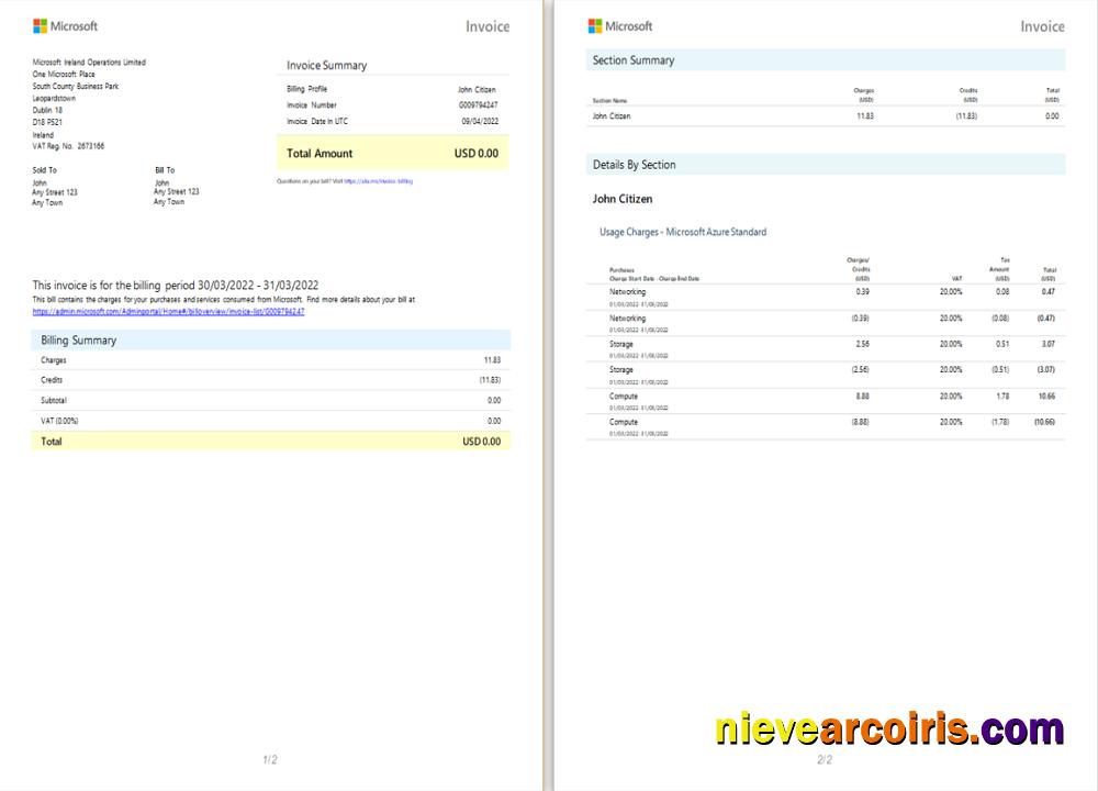 Ireland Microsoft Ireland Operations Limited Invoice Template