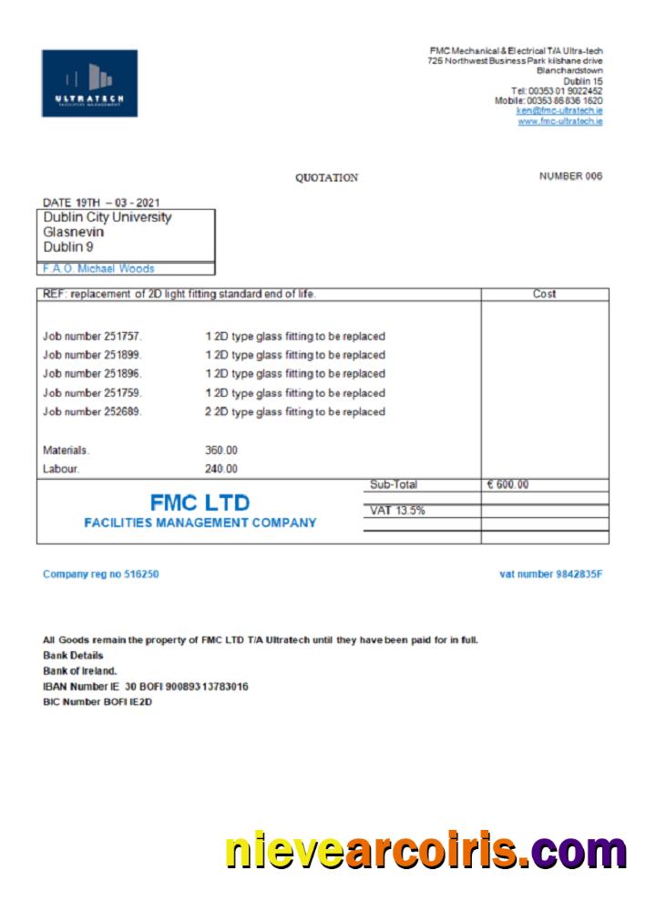 Ireland Ultratech Pvt Ltd Invoice Preview