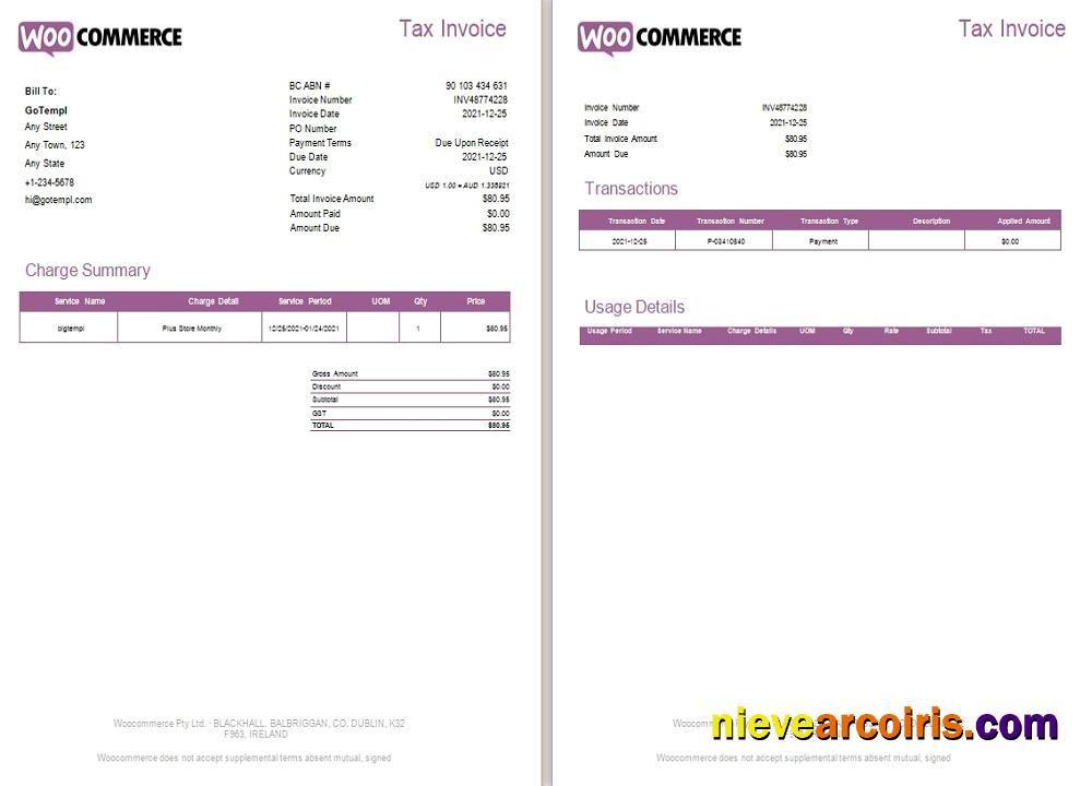 Ireland WooCommerce Tax Invoice Photolook