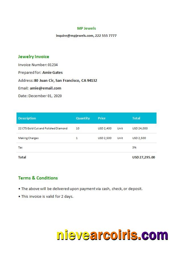 Realistic Jewelry Invoice Template