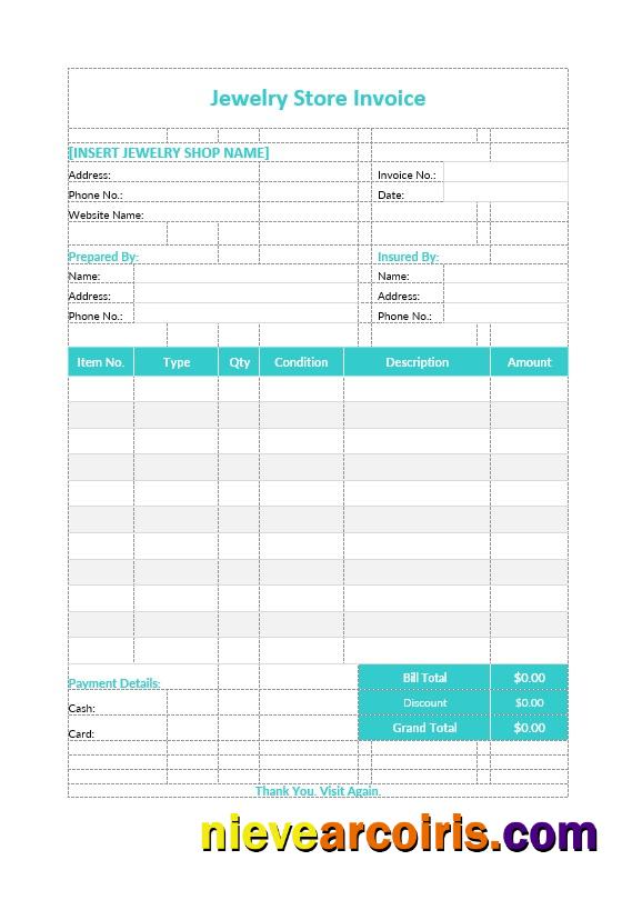 Professional Jewelry Store Invoice Template