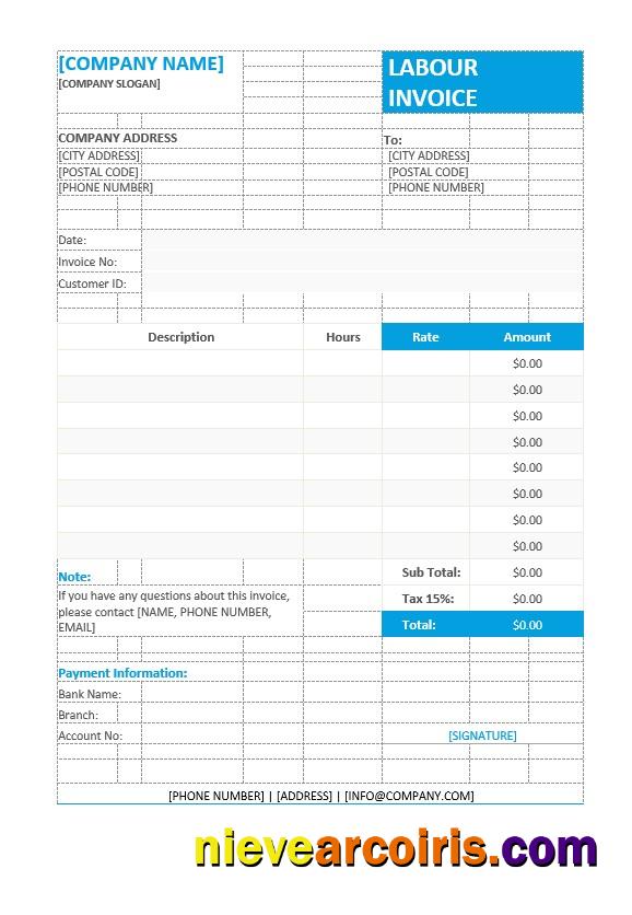 Premium Labour Invoice Format Template